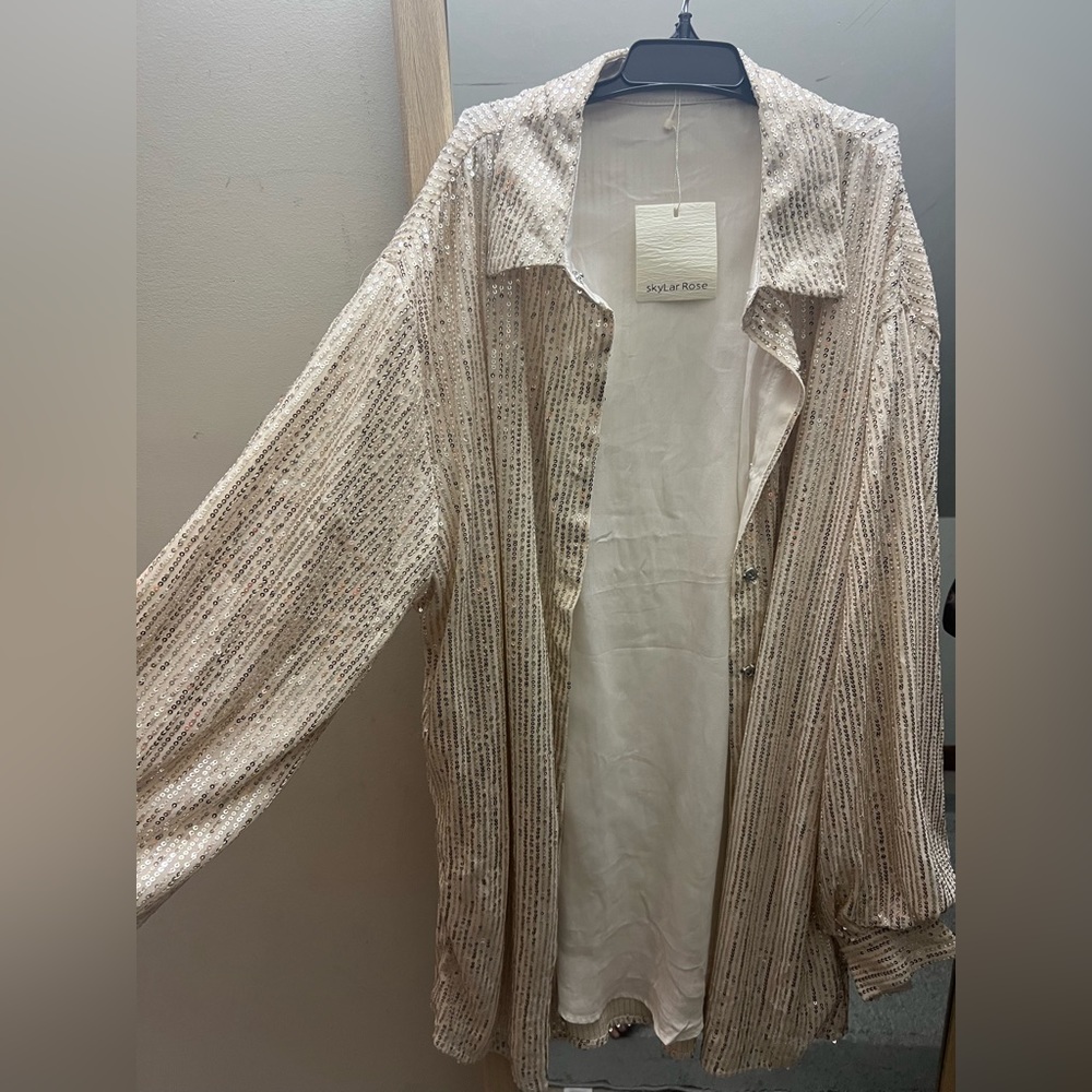 Skylar Cream White Sparkly Dress